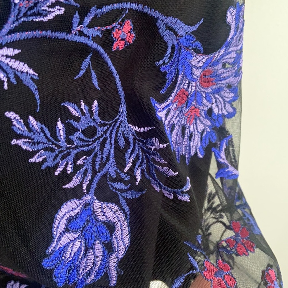 Target a new day black sleeveless top embroidery mesh overlay lace large - Picture 2 of 16